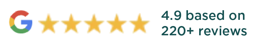 Google 4.9* rating based on 220 plus reviews